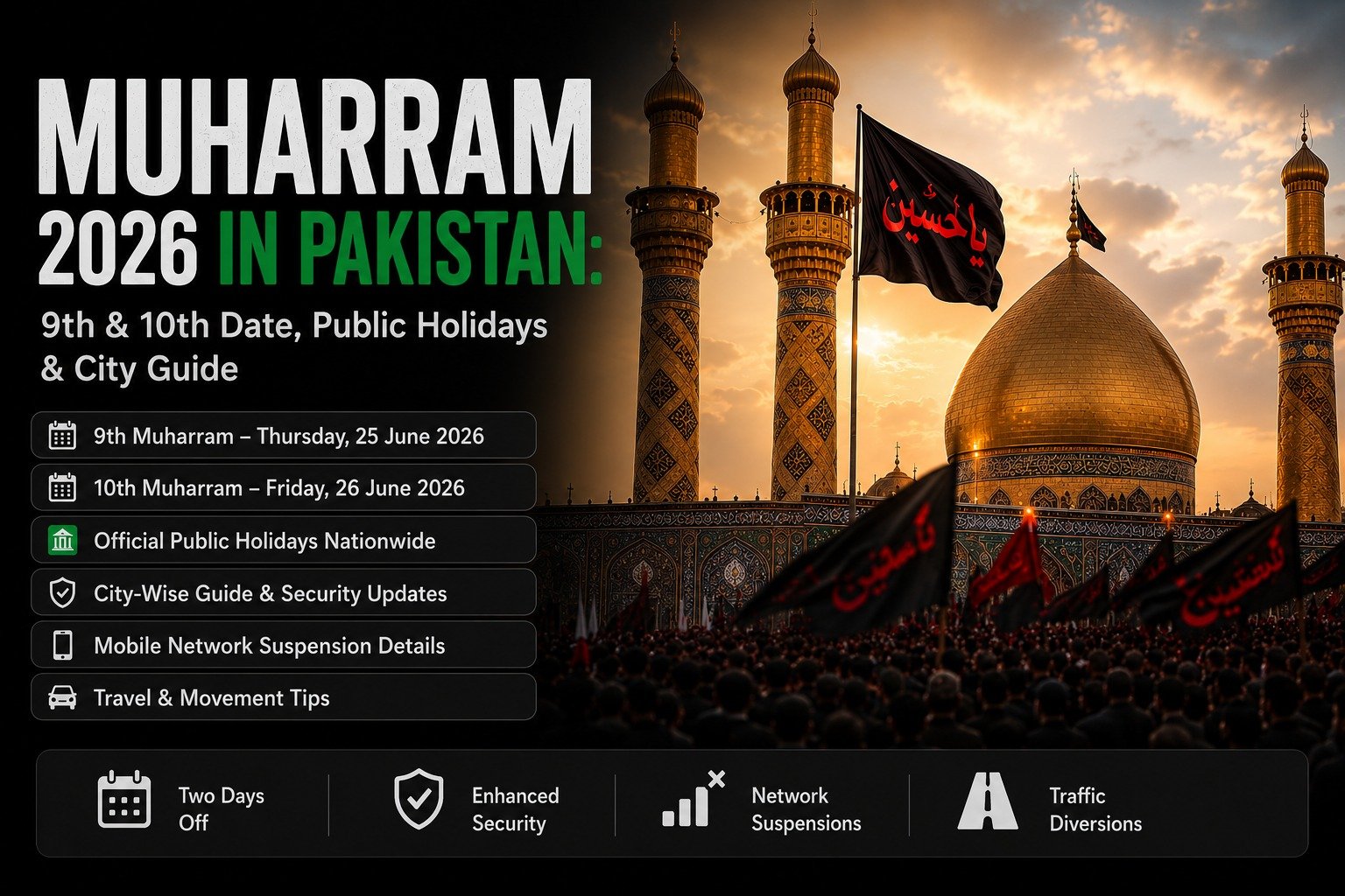 Muharram 2026 in Pakistan: 9th & 10th Date, Public Holidays & City Guide