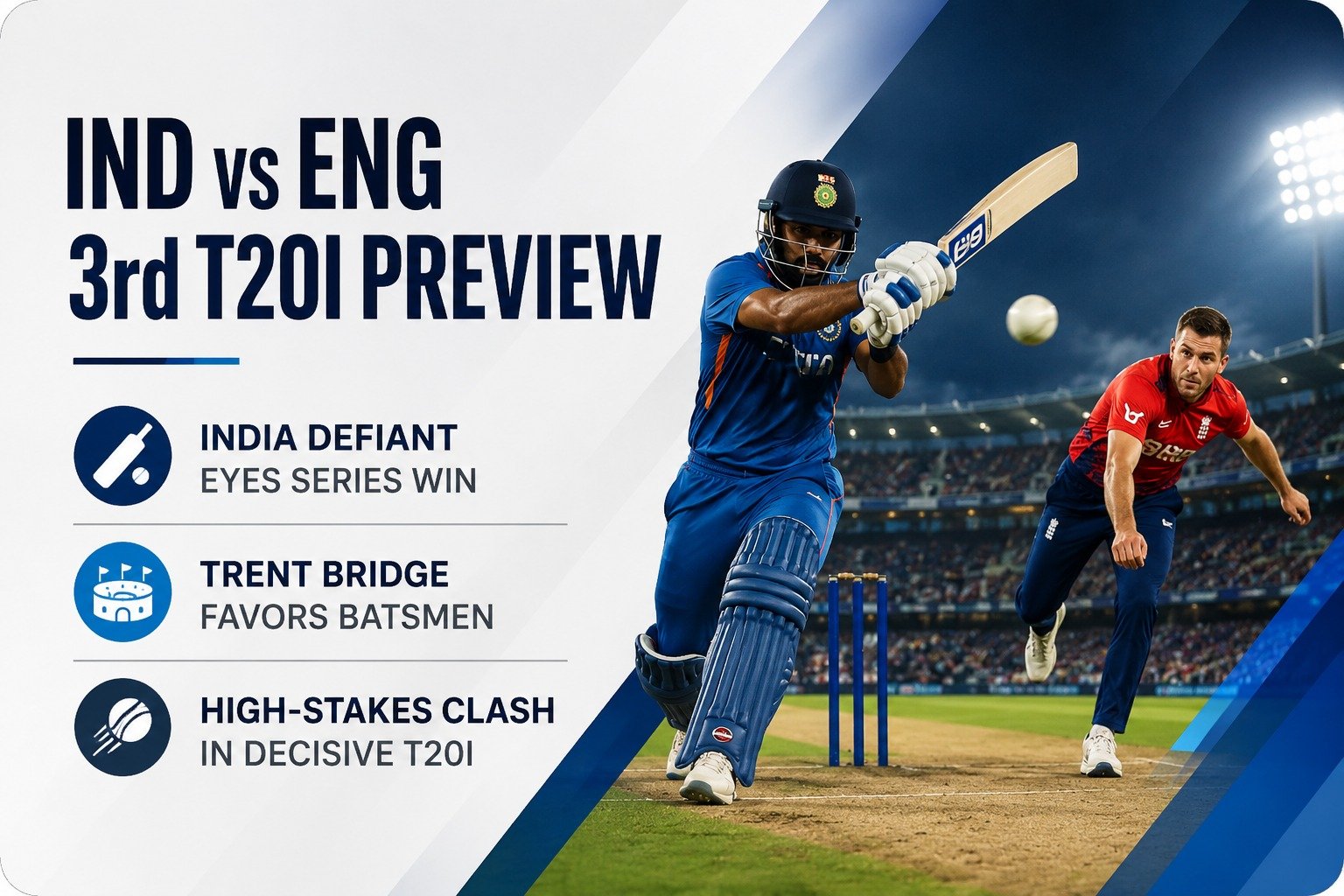 IND vs ENG 3rd T20I Preview: India Defiant as Trent Bridge Favors Batsmen