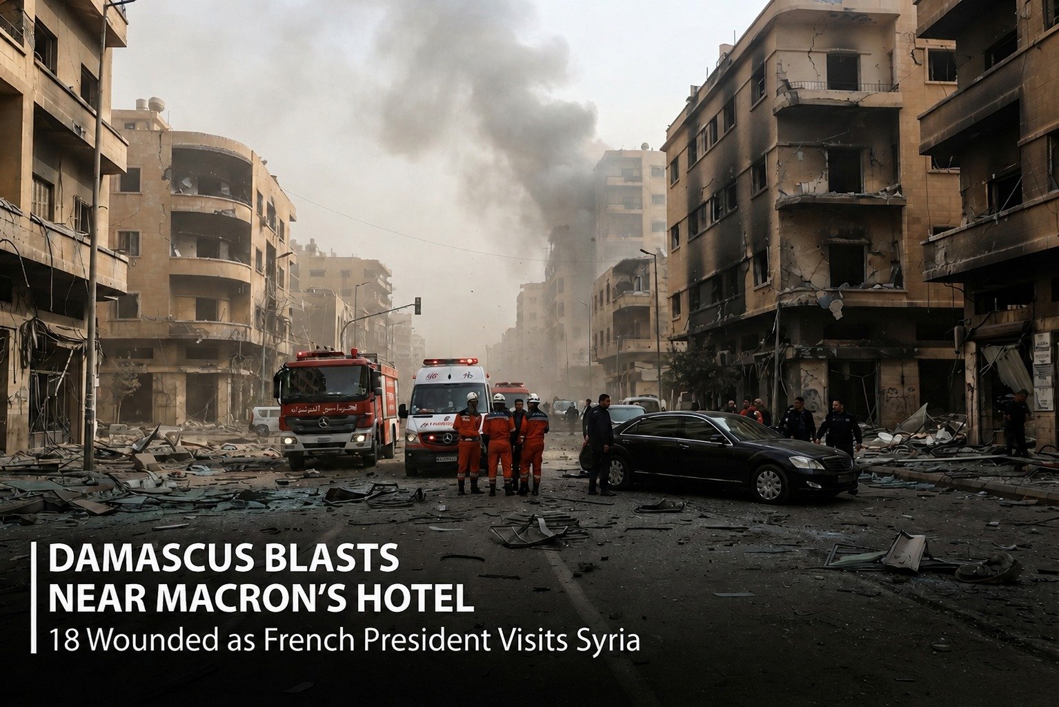 Damascus Blasts Near Macron's Hotel: 18 Wounded as First Western Leader Visits Syria